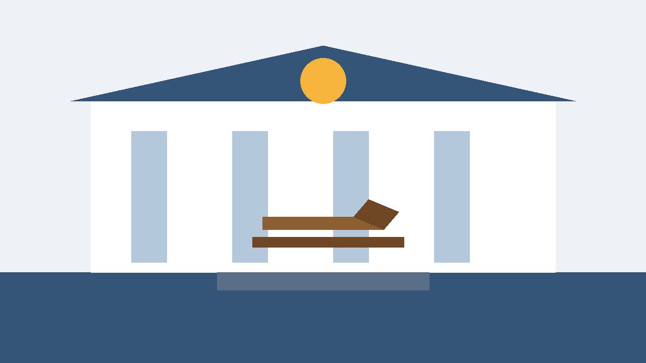 Editorial illustration of a courthouse building with columns and a gavel, flat style, neutral institutional image, no people and no depiction of any incident