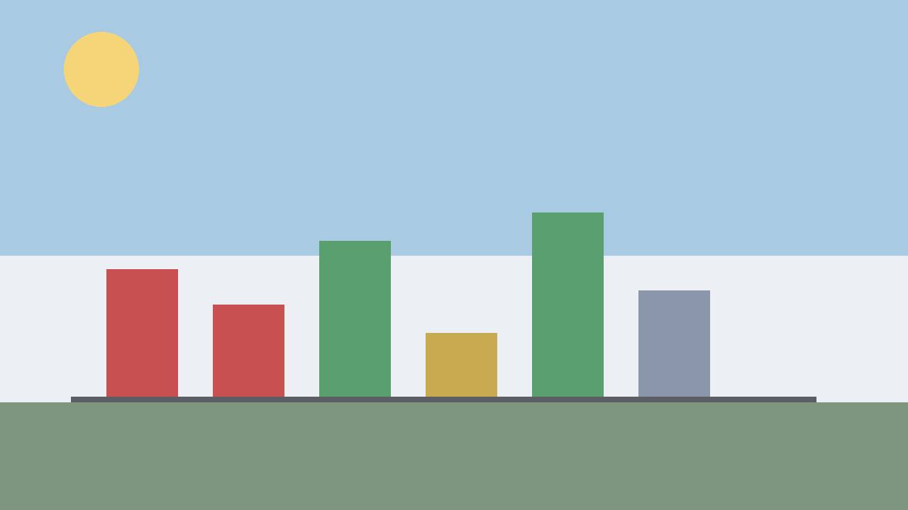 Editorial illustration of generic job-chart bars in different colours, flat style, no text, no real person or place depicted