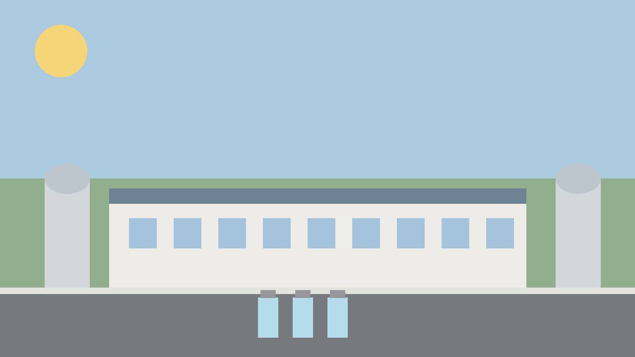Editorial illustration of a generic pharmaceutical manufacturing plant with storage tanks, flat style, no logos, no text, no real person or place depicted