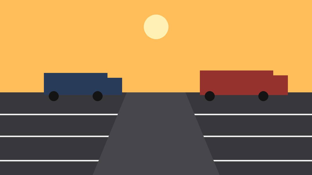 Editorial illustration of trucks on a Texas interstate at dawn