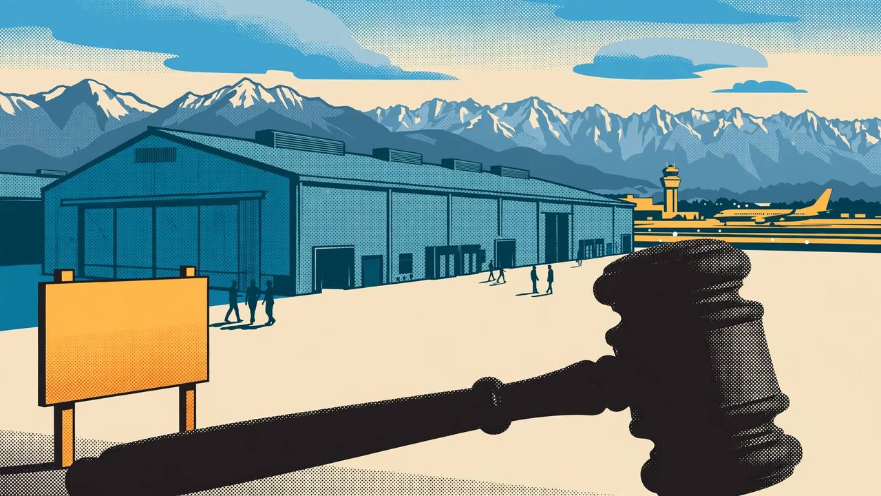 {'en': 'Editorial illustration of a large empty industrial warehouse near an airport in Salt Lake City with mountains behind it and a blank sign board, generic figures only, no real person', 'pa': 'ਪਿੱਛੇ ਪਹਾੜਾਂ ਵਾਲੇ ਸਾਲਟ ਲੇਕ ਸਿਟੀ ਵਿੱਚ ਹਵਾਈ ਅੱਡੇ ਨੇੜੇ ਵੱਡੇ ਖਾਲੀ ਉਦਯੋਗਿਕ ਗੋਦਾਮ ਅਤੇ ਖਾਲੀ ਸਾਈਨ ਬੋਰਡ ਦੀ ਸੰਪਾਦਕੀ ਤਸਵੀਰ, ਸਿਰਫ਼ ਆਮ ਆਕ੍ਰਿਤੀਆਂ, ਕੋਈ ਅਸਲੀ ਵਿਅਕਤੀ ਨਹੀਂ', 'hi': 'पीछे पहाड़ों वाले साल्ट लेक सिटी में हवाई अड्डे के पास बड़े खाली औद्योगिक गोदाम और खाली साइन बोर्ड का संपादकीय चित्र, केवल सामान्य आकृतियाँ, कोई वास्तविक व्यक्ति नहीं'}