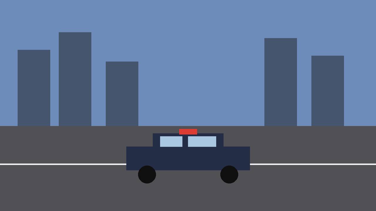 Editorial illustration of a police car on a Seattle neighbourhood street