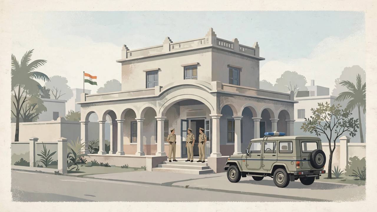 Editorial illustration of a police station in West Bengal